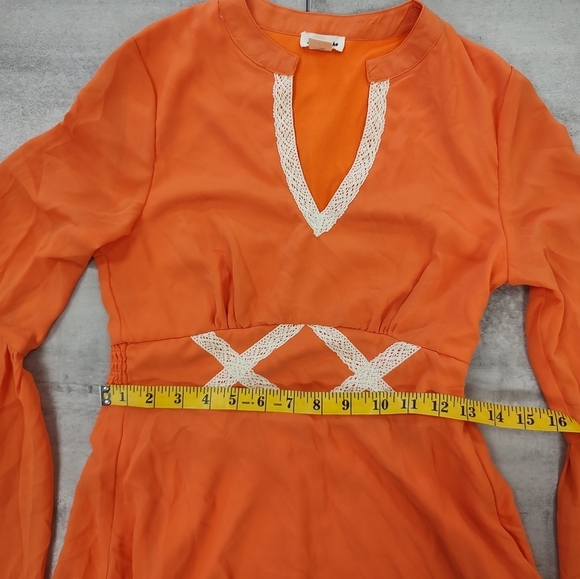 Love Riche Girls Orange Bell Sleeve Peasant Midi Dress Size Juniors Small - Picture 4 of 9